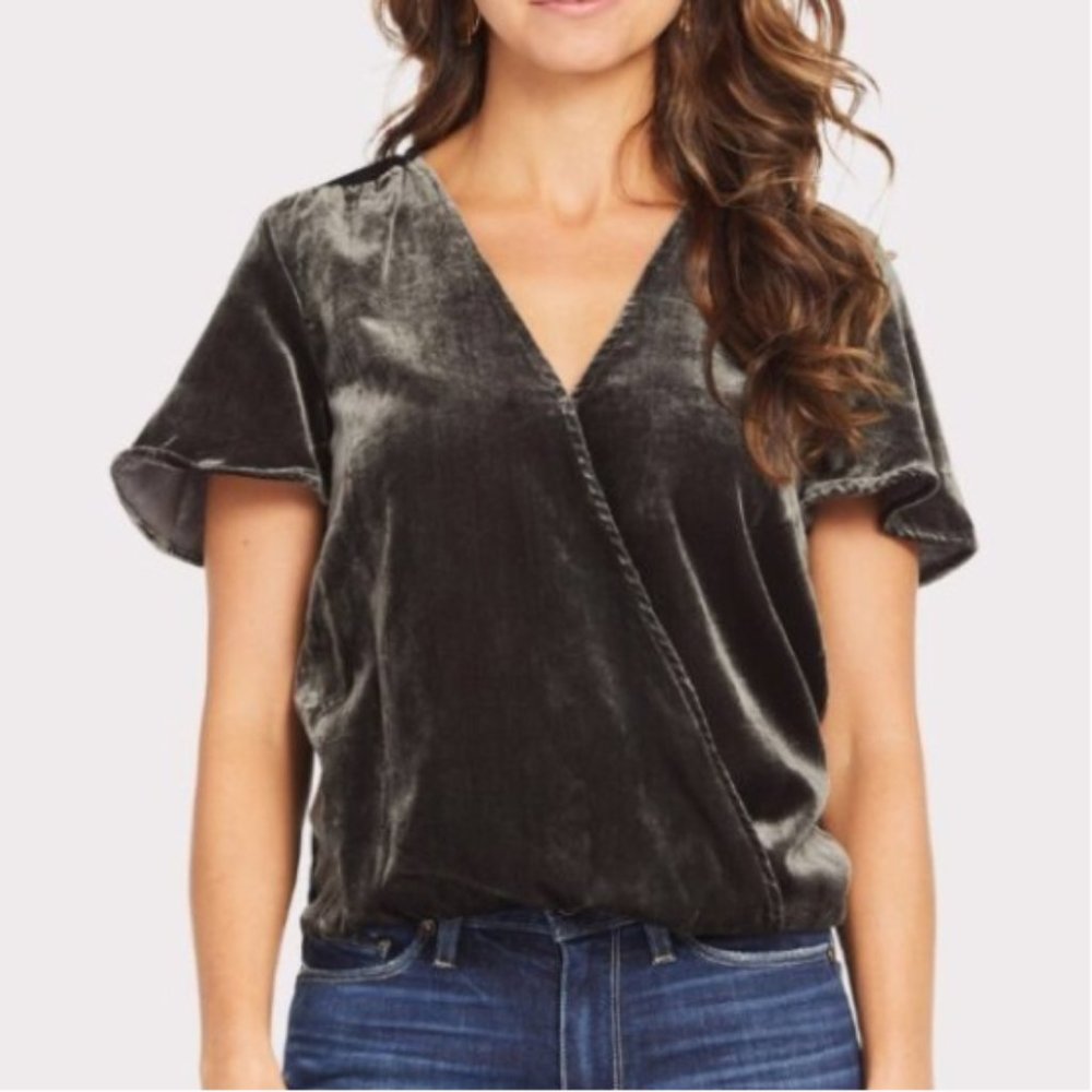 SPLENDID Velvet Grey Surplice Wrap Style Tee